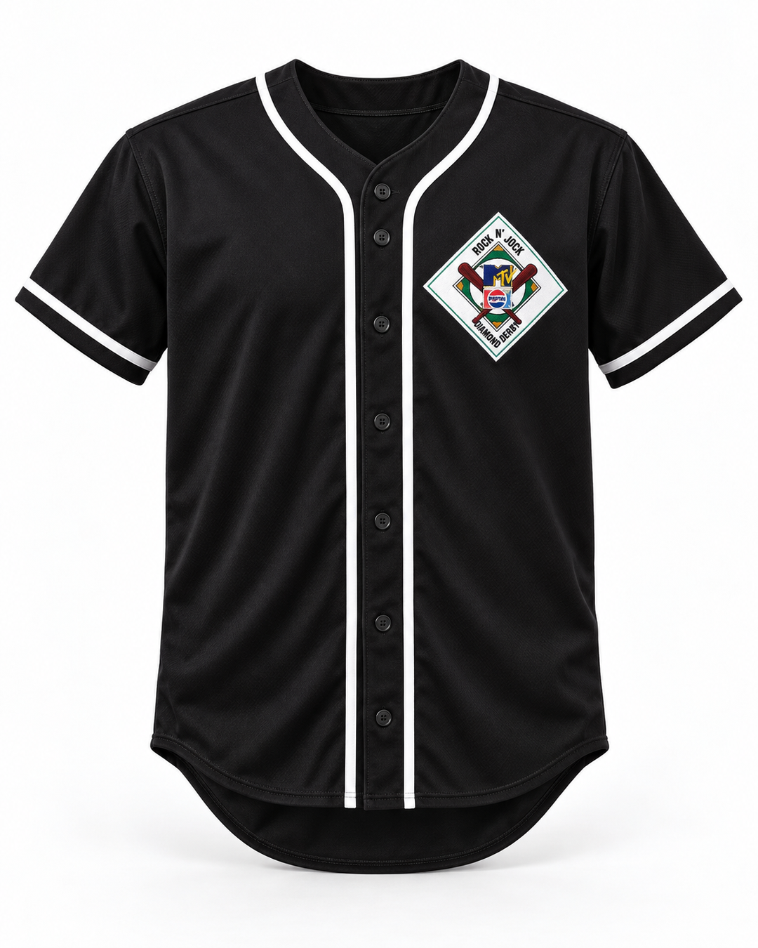 Front product mockup of Tom Peterson 17 Aardvarks Rock N' Jock Baseball Jersey.
