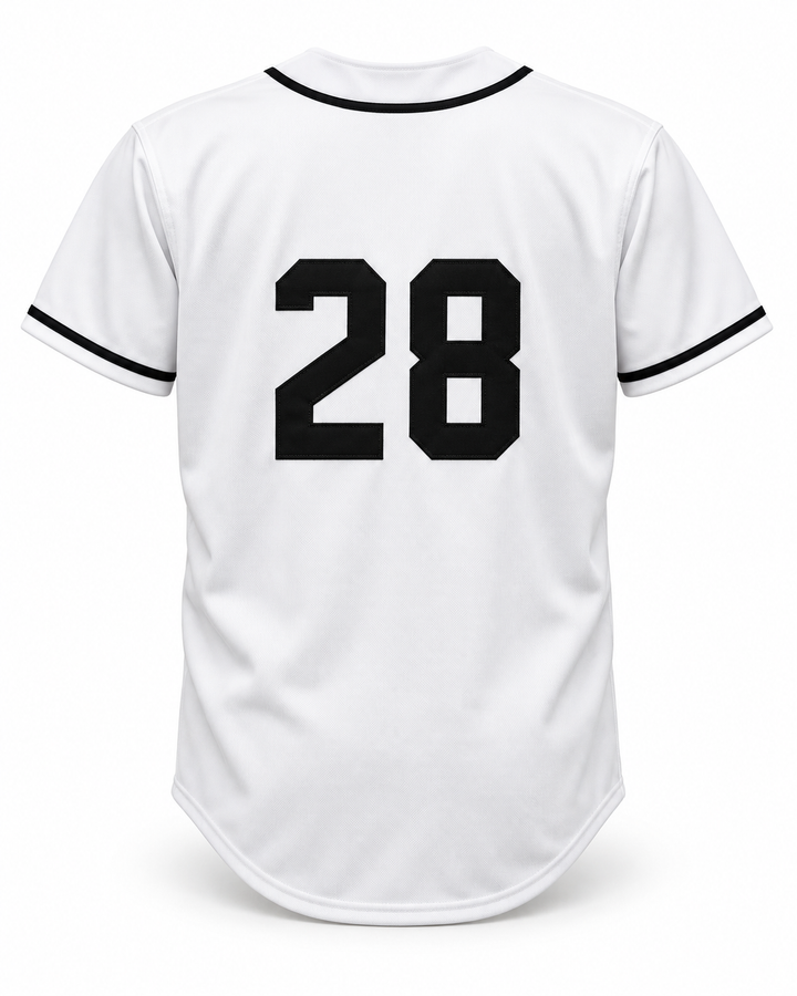 Back product mockup of Tone-Loc 28 Salamanders Rock N' Jock 1990 Baseball Jersey.