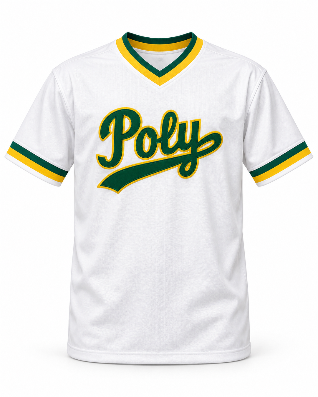 Front product mockup of Tony Gwynn 19 Polytechnic High School Jackrabbits White Baseball Jersey 1.