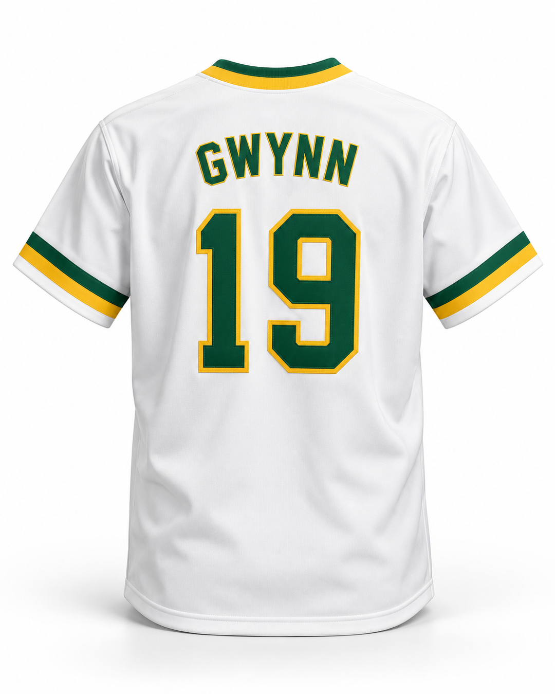 Back product mockup of Tony Gwynn 19 Polytechnic High School Jackrabbits White Baseball Jersey 2.