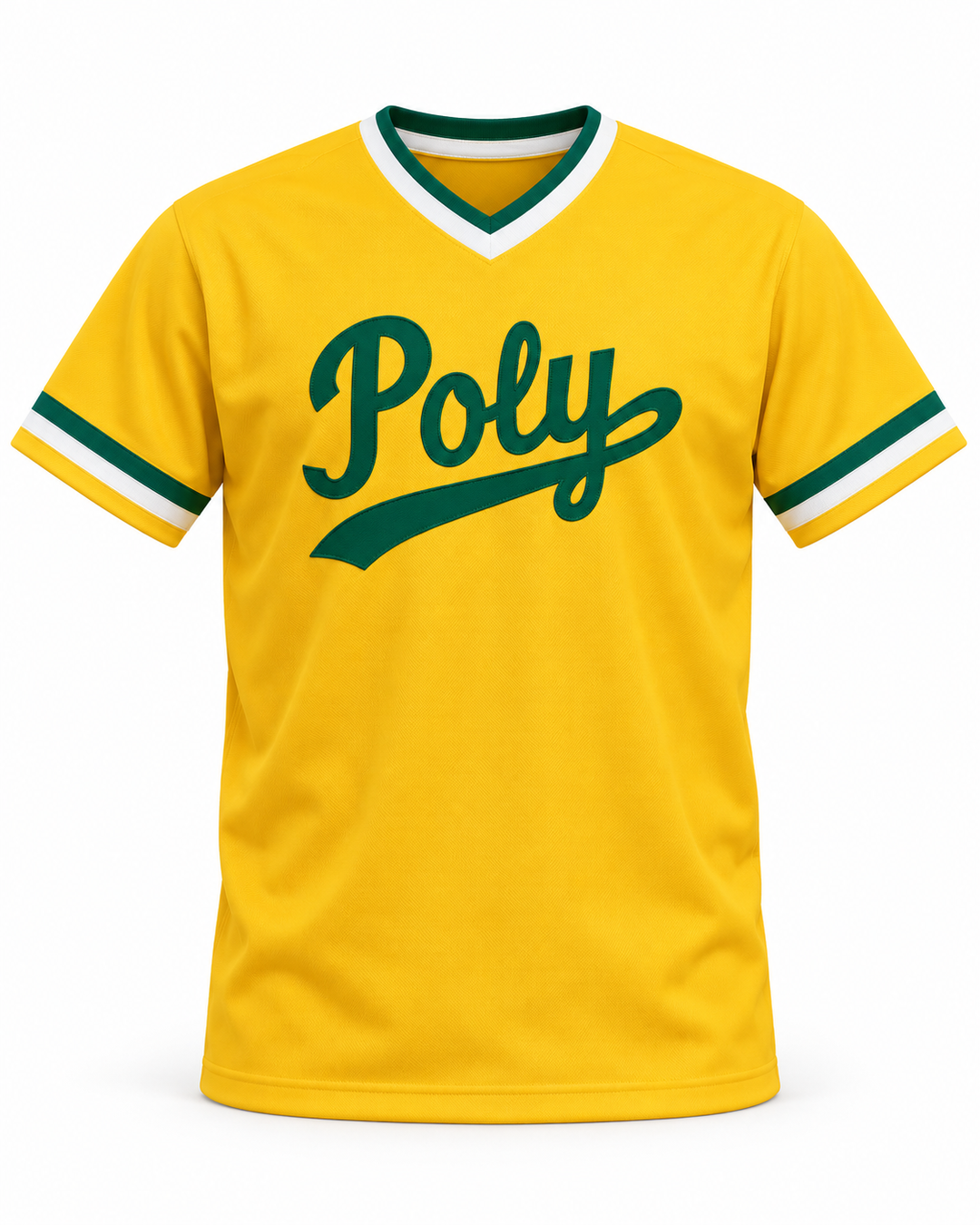 Front product mockup of Tony Gwynn 19 Polytechnic High School Jackrabbits Yellow Baseball Jersey 1.