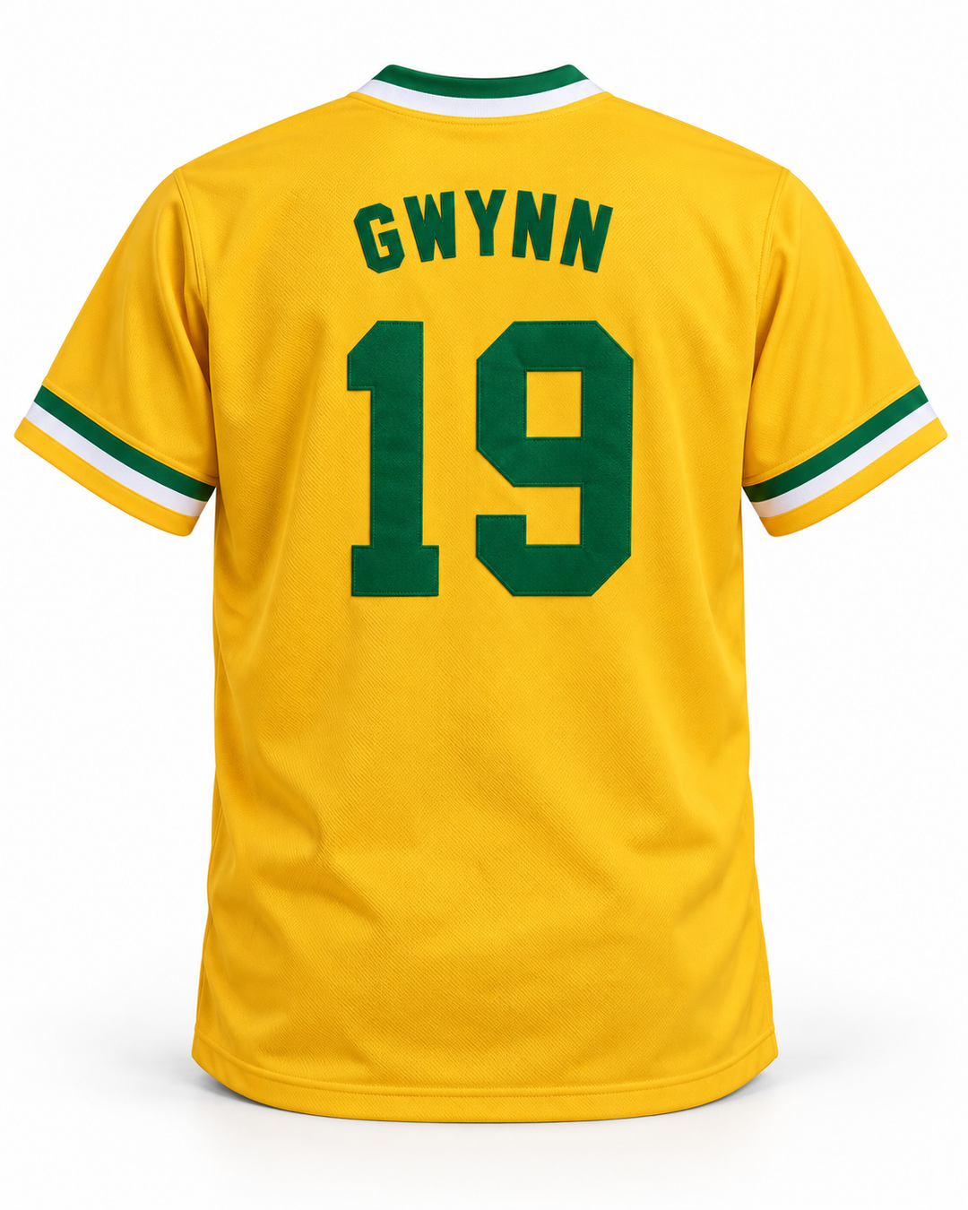 Back product mockup of Tony Gwynn 19 Polytechnic High School Jackrabbits Yellow Baseball Jersey 2.