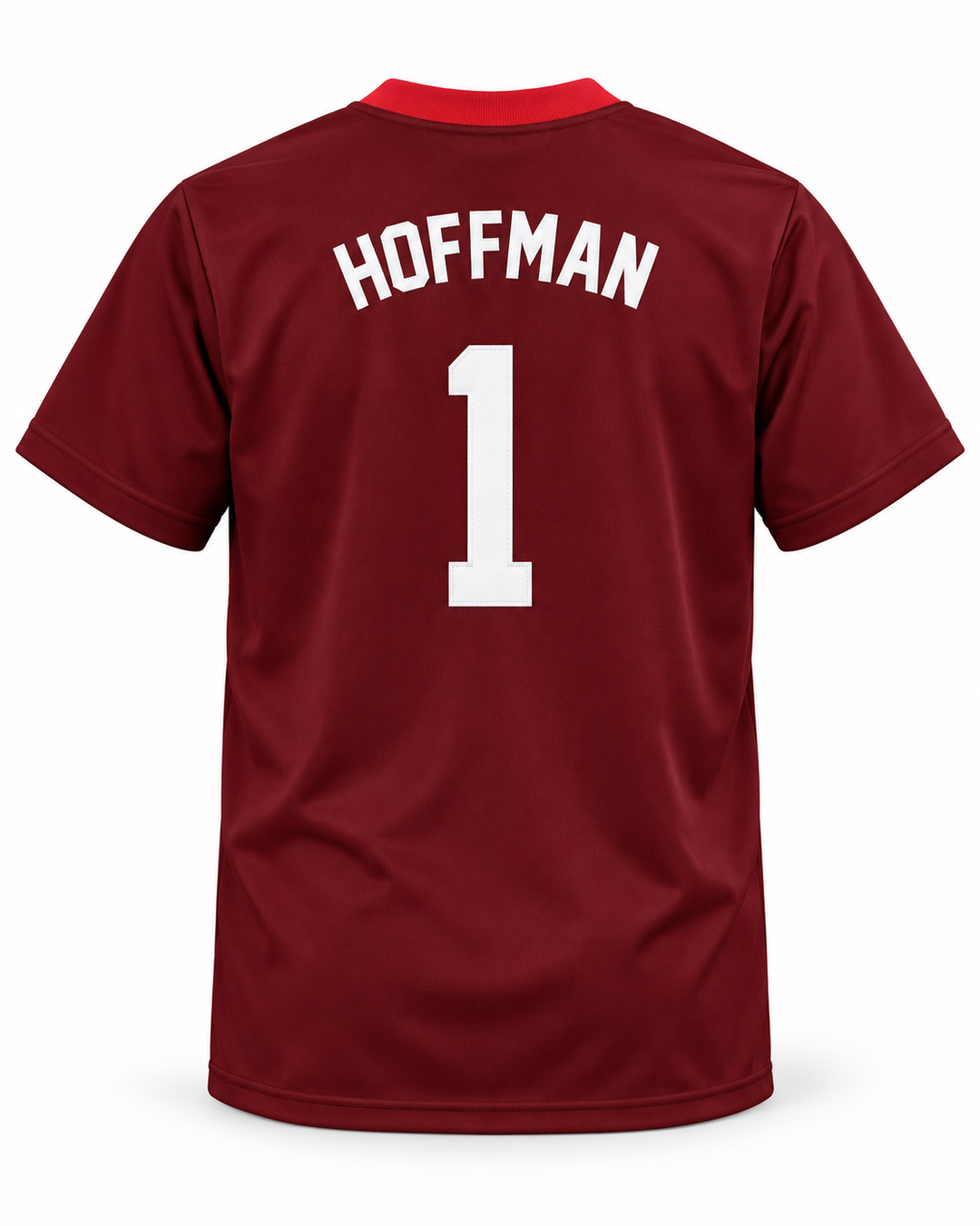 Back product mockup of Trevor Hoffman 1 Savanna High School Rebels Maroon Baseball Jersey 2.