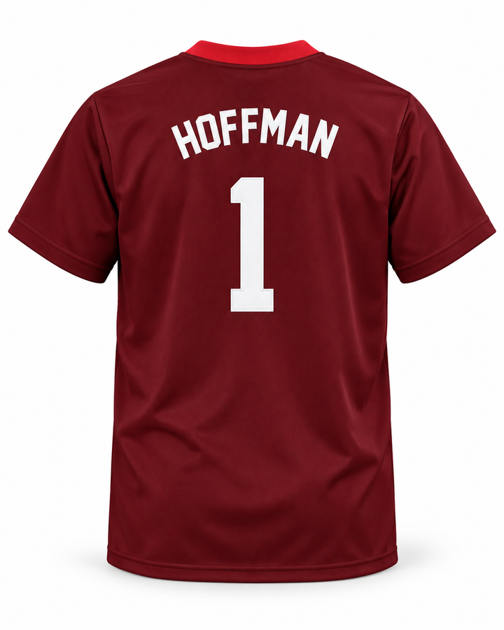 Back product mockup of Trevor Hoffman 1 Savanna High School Rebels Maroon Baseball Jersey 2.