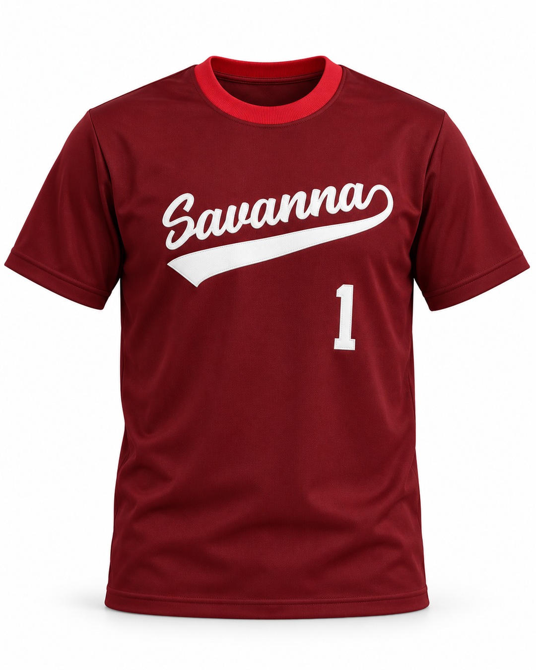 Front product mockup of Trevor Hoffman 1 Savanna High School Rebels Maroon Baseball Jersey 2.