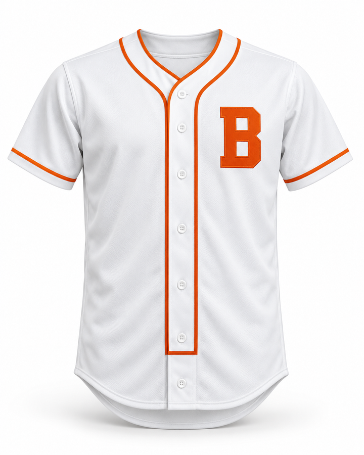 Front product mockup of Trevor Hoffman 51 Bellflower Little League White Baseball Jersey 1.