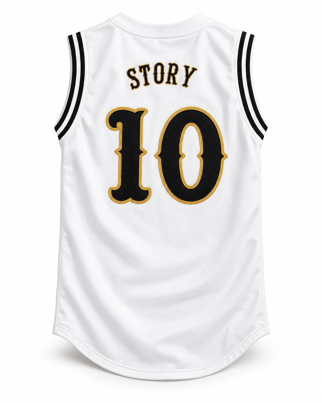 Back product mockup of Trevor Story 10 High School Tigers White Baseball Jersey 2.