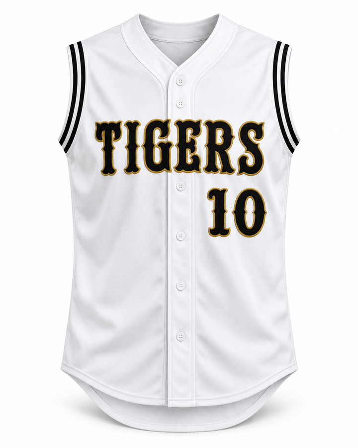 Front product mockup of Trevor Story 10 High School Tigers White Baseball Jersey 2.