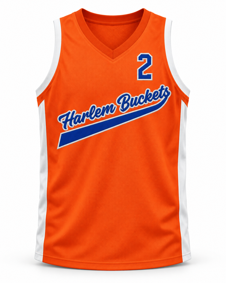 Front product mockup of Uncle Drew 2 Harlem Buckets Alternate Basketball Jersey.