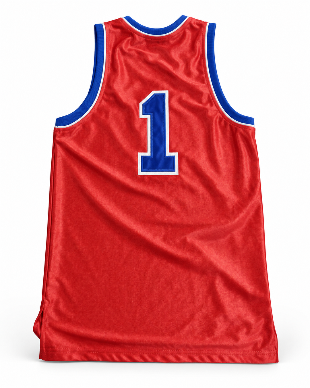 Back product mockup of United States 1 Red Basketball Jersey.