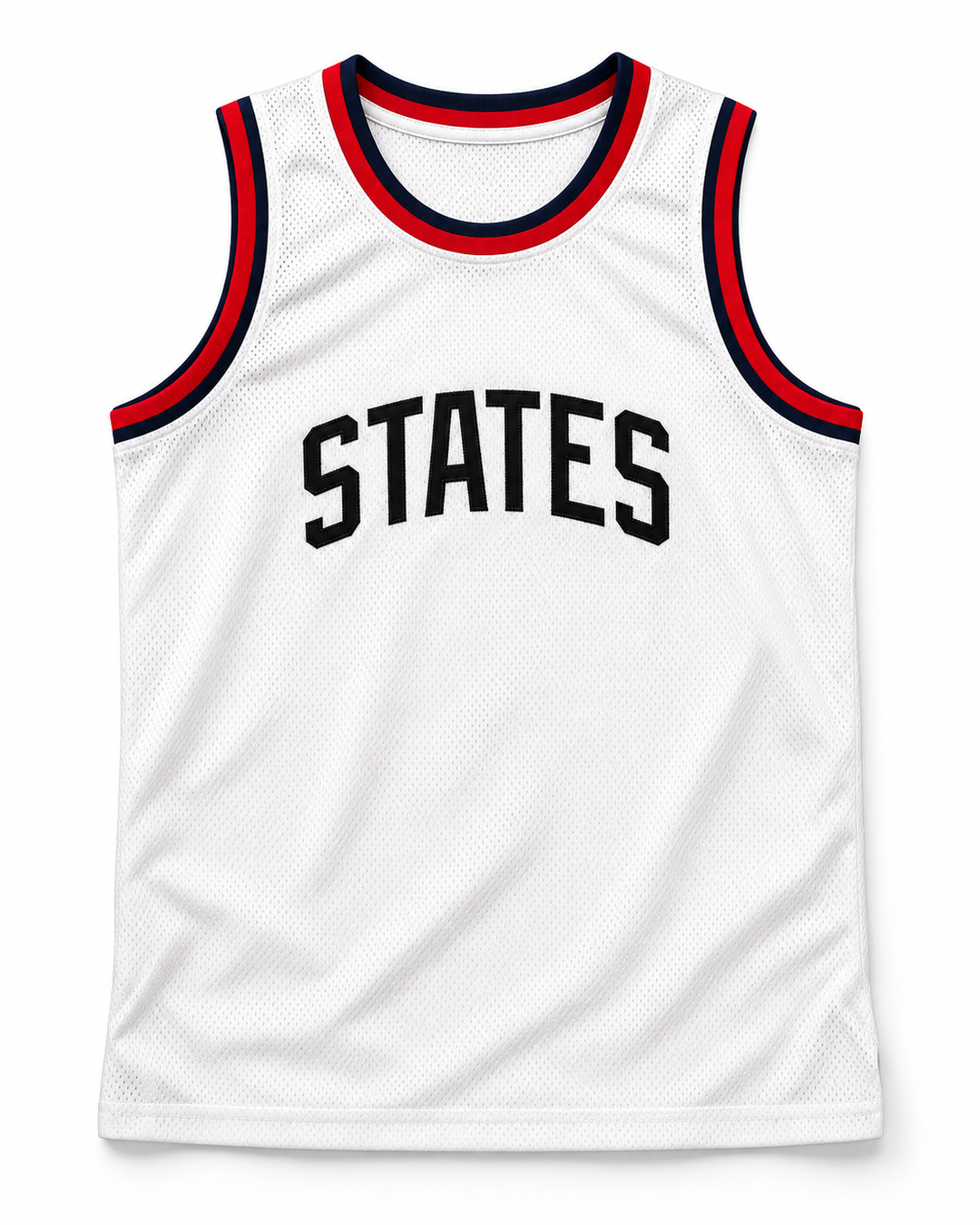 Front product mockup of United States USA White Basketball Jersey.