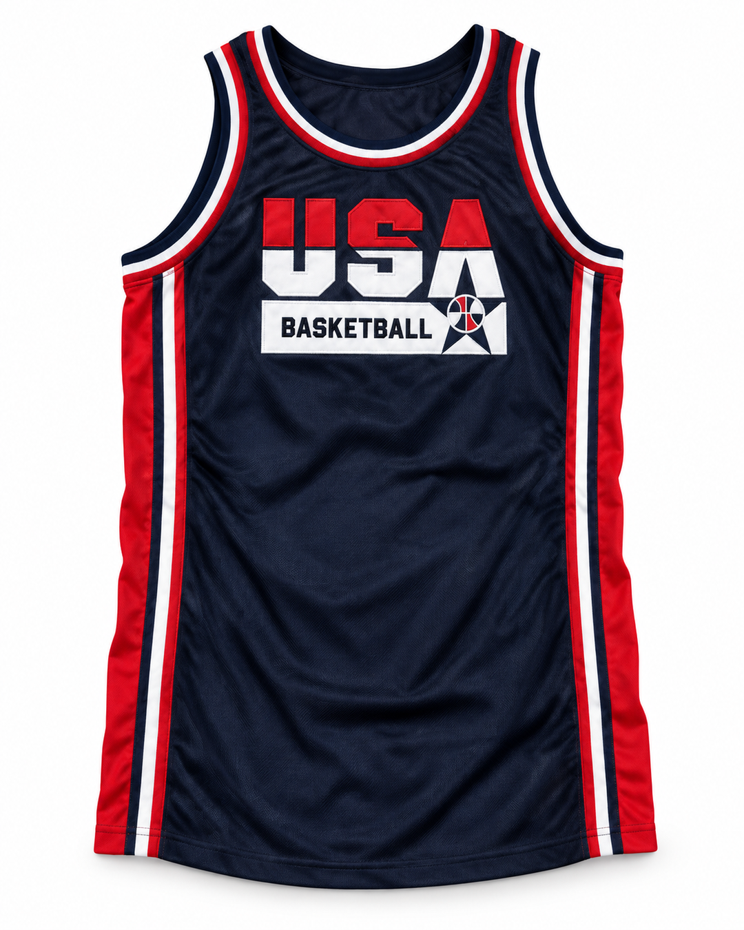Front product mockup of USA Away Basketball Jersey.