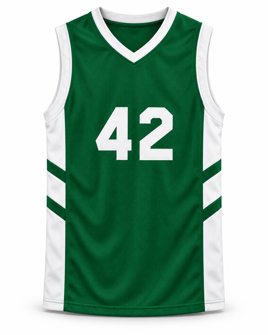 Front product mockup of Vin Baker 42 Pyongyang Green Basketball Jersey.