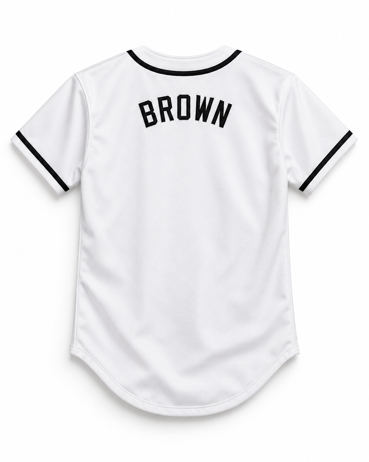 Back product mockup of VJ Downtown Julie Brown Salamanders Rock N' Jock 1990 Baseball Jersey.