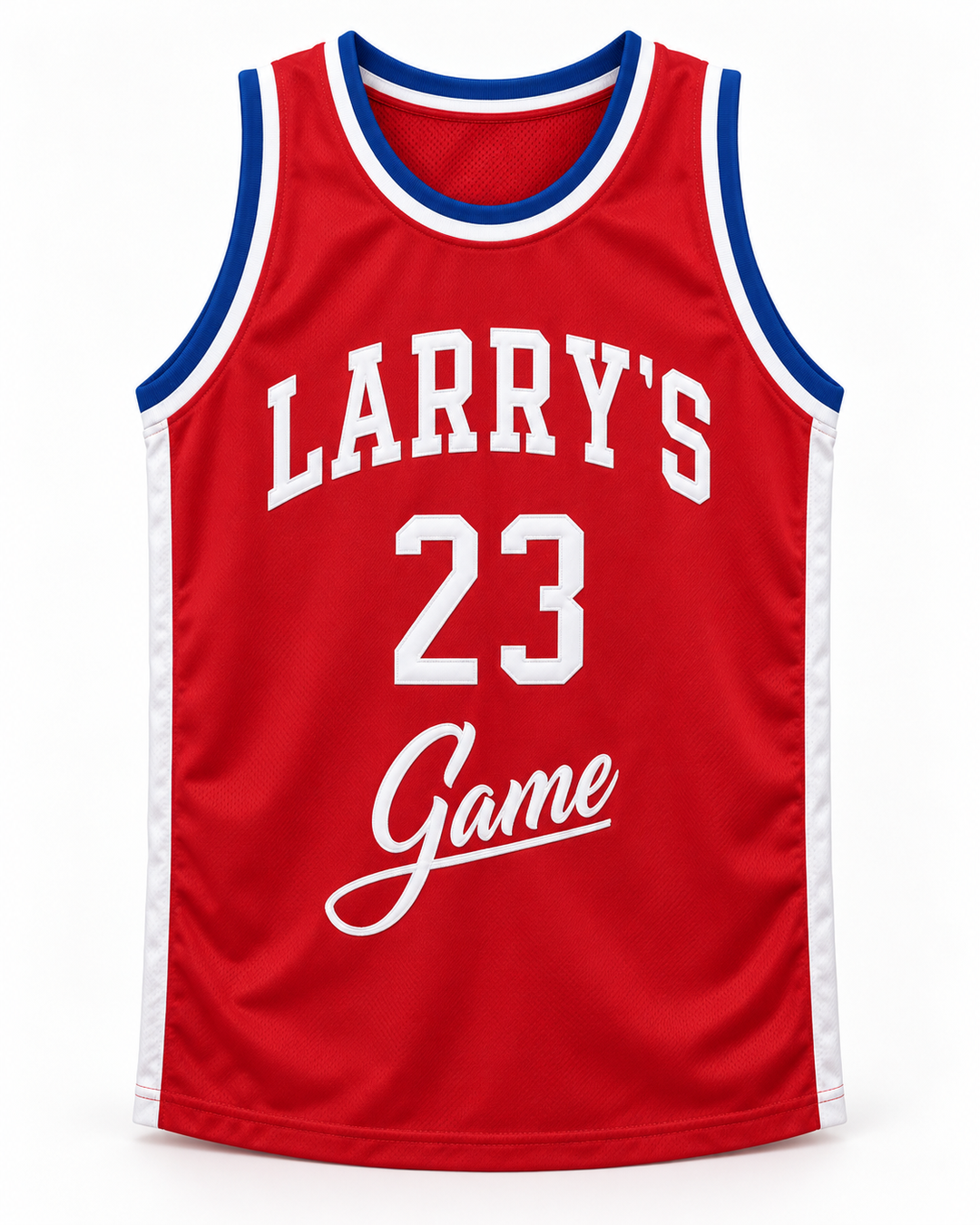 Front product mockup of Wayman Tisdale 23 Larry's Game 1988 Red Basketball Jersey.