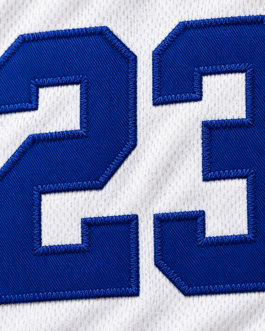 Embroidery detail product mockup of Wayman Tisdale 23 Magic Johnson All Star 1990 White Basketball Jersey.