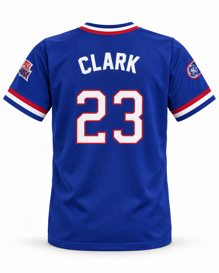 Back product mockup of Will Clark 23 1984 USA Team Blue Baseball Jersey.