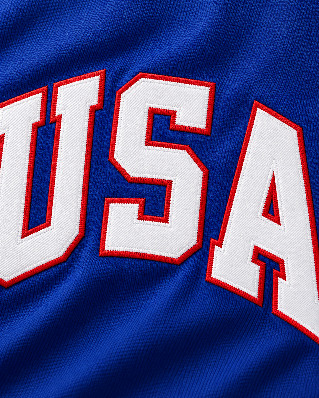 Embroidery detail product mockup of Will Clark 23 1984 USA Team Blue Baseball Jersey.