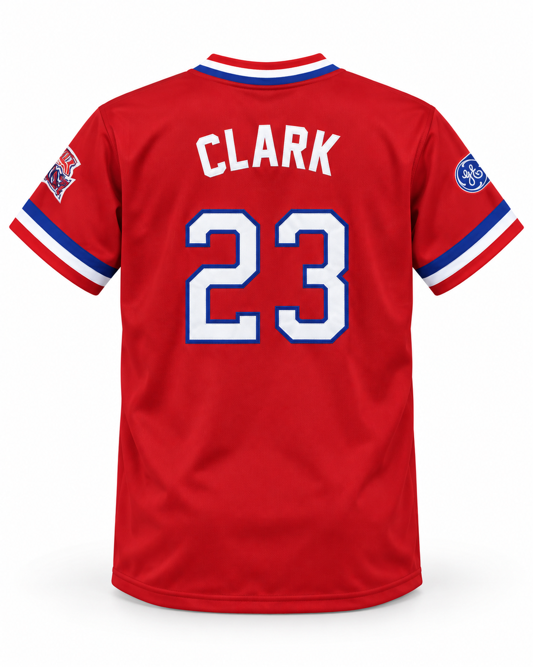 Back product mockup of Will Clark 23 1984 USA Team Red Baseball Jersey.