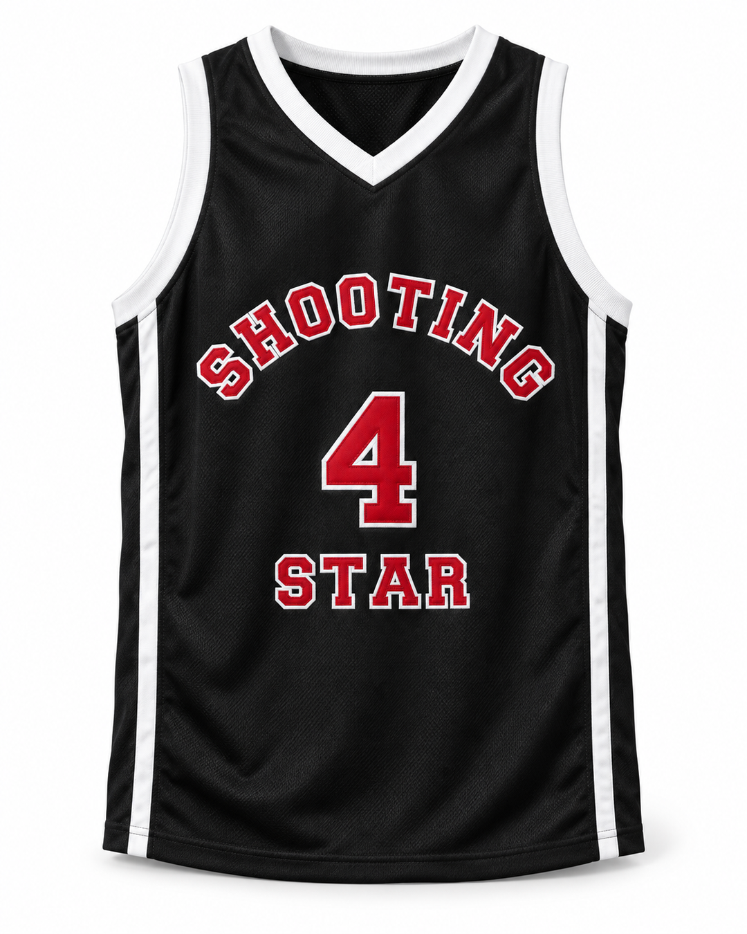 Front product mockup of Willie McGee 4 Ohio Shooting Stars AAU Black More Than A Game Basketball Jersey.