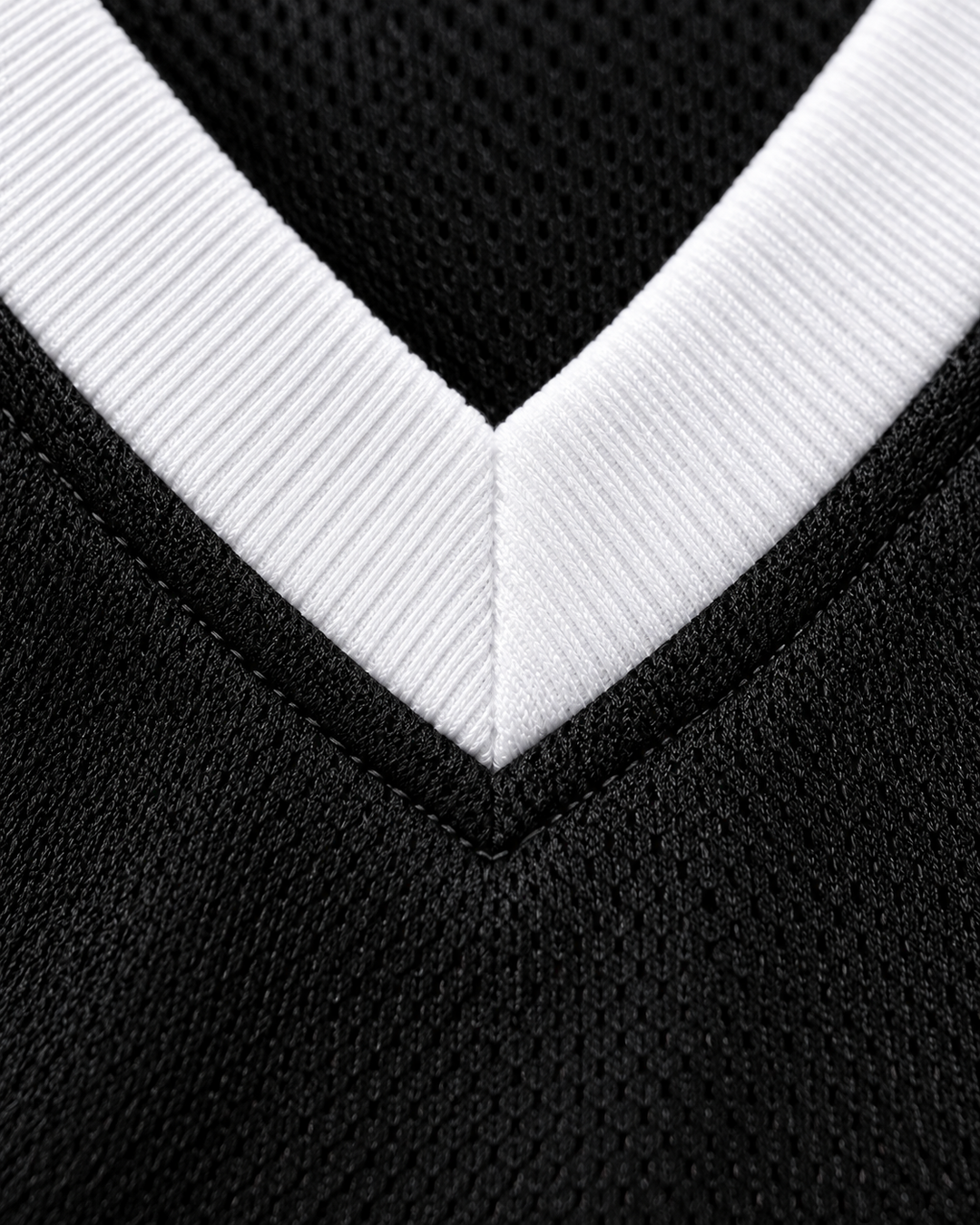 Neckline and fabric detail product mockup of Willie McGee 4 Ohio Shooting Stars AAU Black More Than A Game Basketball Jersey.