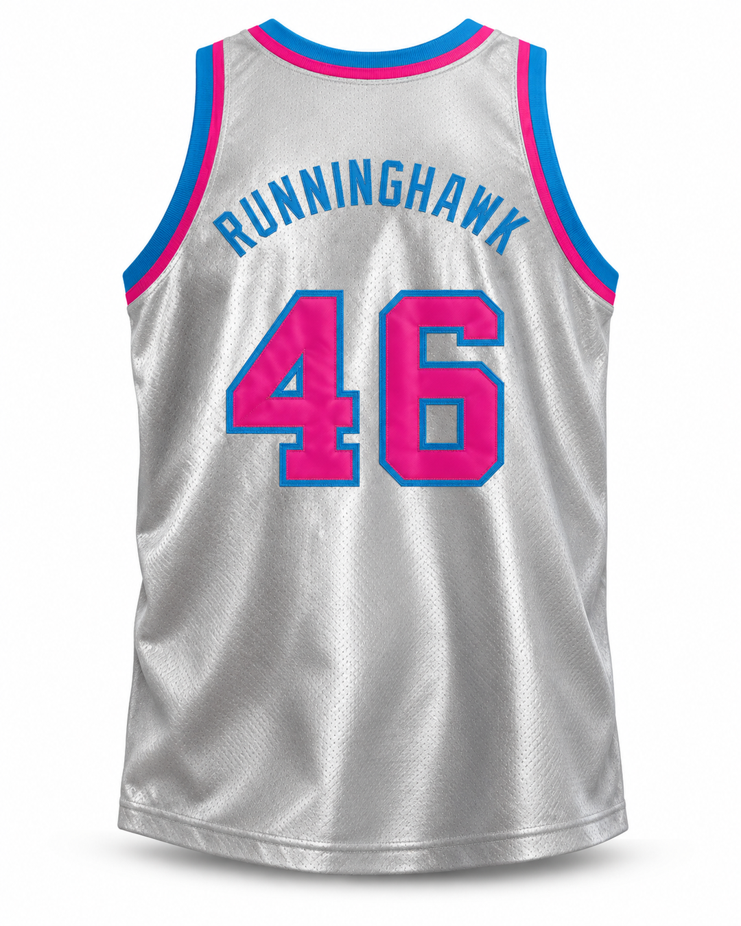 Back product mockup of Winston Running Hawk 46 Pisces Basketball Jersey.