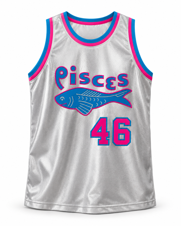 Front product mockup of Winston Running Hawk 46 Pisces Basketball Jersey.