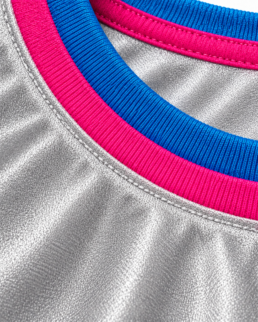 Neckline and fabric detail product mockup of Winston Running Hawk 46 Pisces Basketball Jersey.