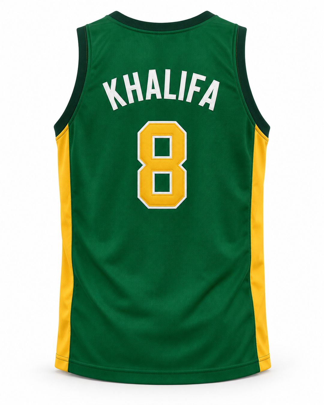 Back product mockup of Wiz Khalifa 8 N. Hale High School Basketball Jersey Young, Wild and Free.