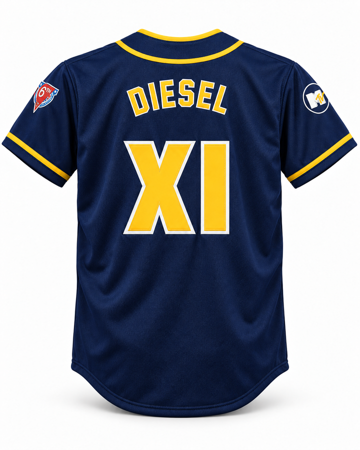 Back product mockup of Wrestler Diesel XI Awayboys Rock N' Jock 1995 Baseball Jersey.