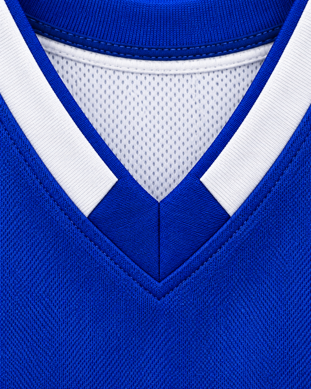Neckline and fabric detail product mockup of Zach LaVine 14 Bothell High School Cougars Blue Basketball Jersey.