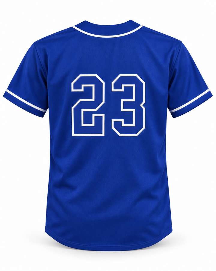 Back product mockup of Zack Greinke 23 Apopka High School Darters Blue Baseball Jersey 1.