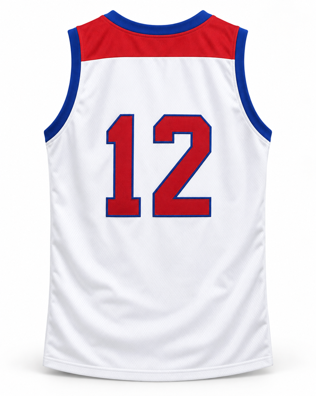 Back product mockup of Zion Williamson 12 Spartanburg Day School Griffins White Basketball Jersey.