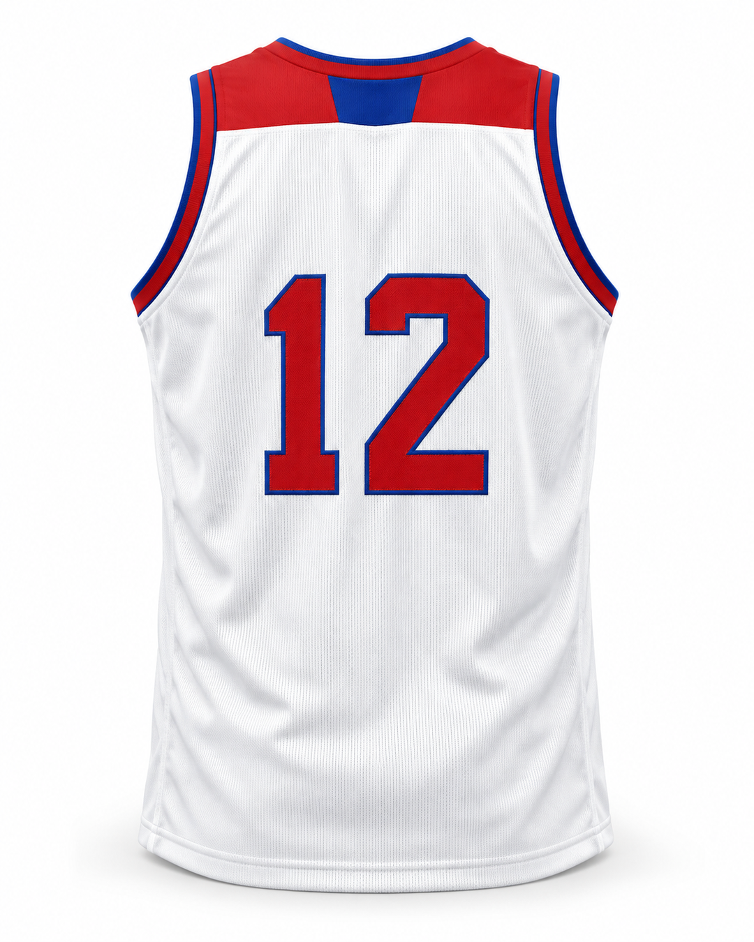 Back product mockup of Zion Williamson 12 Spartanburg Day School Griffins White Basketball Jersey.